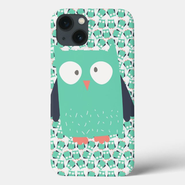 Aquamarine Whimsical Owls Case-Mate iPhone Hülle (Rückseite)