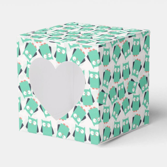 Aquamarine Whimsical Owls Geschenkschachtel (Vorderseite)