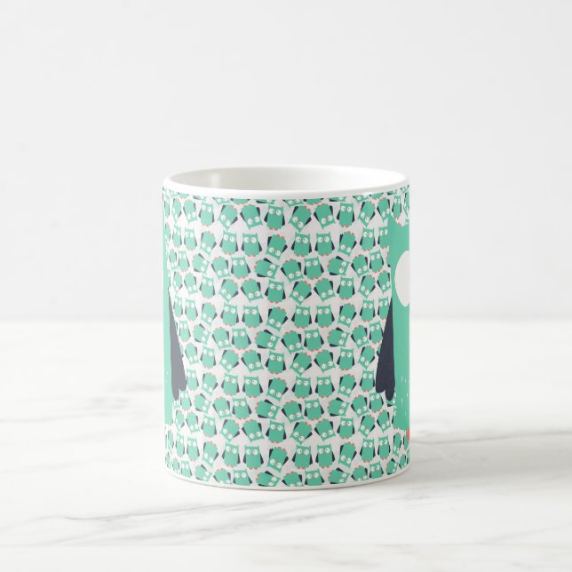 Aquamarine Whimsical Owls Kaffeetasse (Mittel)