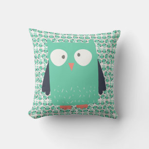 Aquamarine Whimsical Owls Kissen