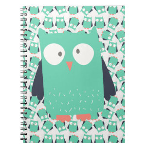 Aquamarine Whimsical Owls Notizblock