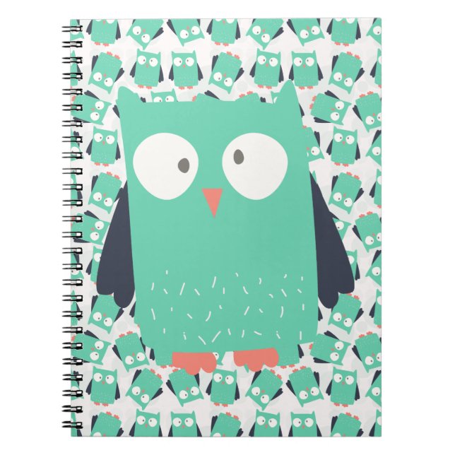 Aquamarine Whimsical Owls Notizblock (Vorderseite)