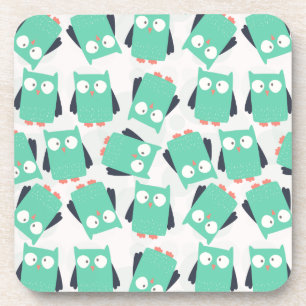 Aquamarine Whimsical Owls Untersetzer