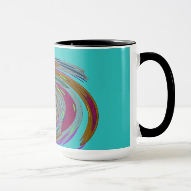 Aquamarine Whirlwind-Design Monogram-Tasse Tasse (Rechts)
