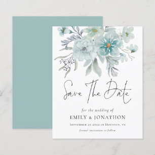 Aquamarine White Florals Hochzeit sparen das Datum