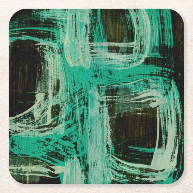 Aquamarine Windows I Rechteckiger Pappuntersetzer (Vorderseite)