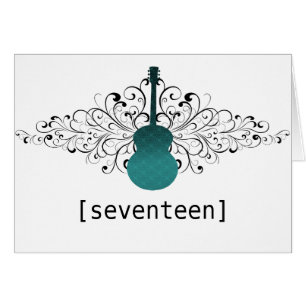 Aquamarine Wirbel Guitar Tischnummer Card