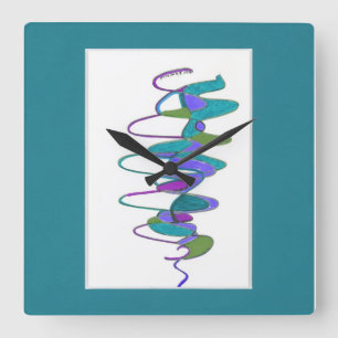 Aquamarine Wirbelsturm-Gewohnheits-Uhr Quadratische Wanduhr