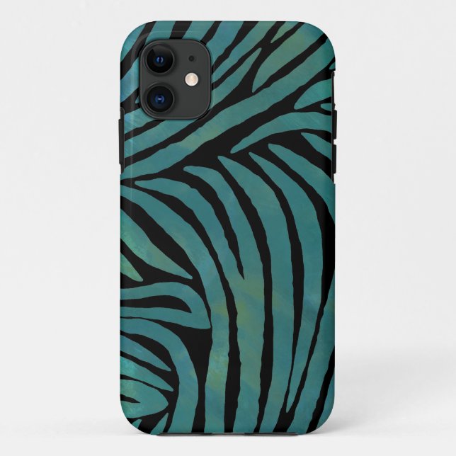 Aquamarine Zebra Print Case-Mate iPhone Hülle (Rückseite)