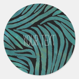 Aquamarine Zebra Print Runder Aufkleber