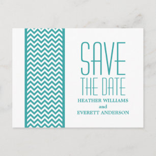 Aquamarine Zickzack Grenze Save the Date Postkarte