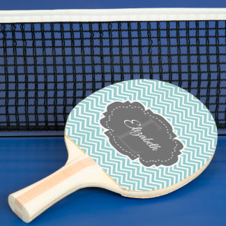 Aquamarine Zickzack Personalisiert Ping Pong Paddl Tischtennis Schläger