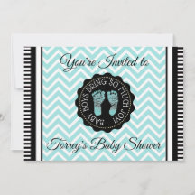 Aquamarine Zickzack und Black Boy Baby Dusche Einl