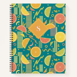 Aquamarine Zitrusfrüchtescheiben der 80er Jahre Notizbuch