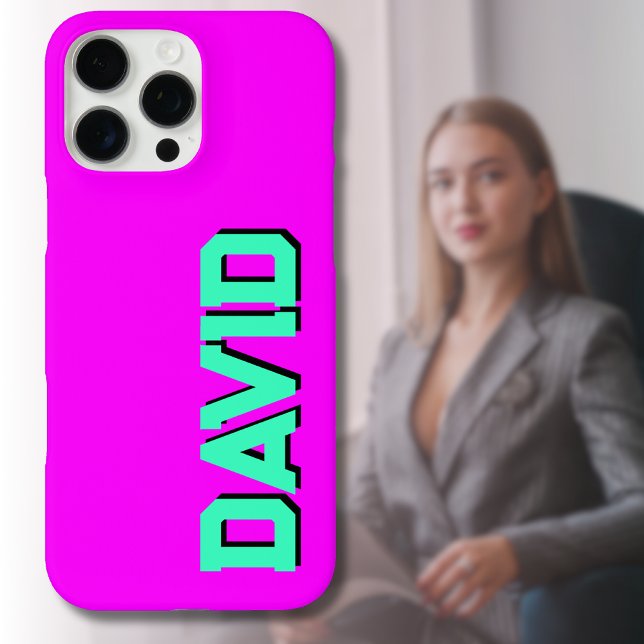 Aquamariner 3D-Schwarz-Moderner Name | Funny Neon  Case-Mate iPhone Hülle (Von Creator hochgeladen)