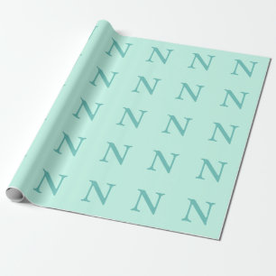 Aquamariner Anfangsbuchstabe Trendy Pastel Mint Bl Geschenkpapier