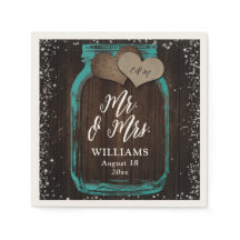 Aquamariner Barn Wood Mason Jar Rustic Mr & Mrs We