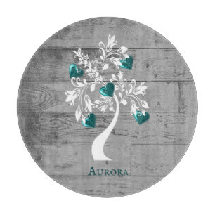 Aquamariner Baum des Personalisierten Hearts Schneidebrett