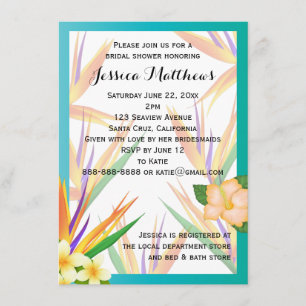 Aquamariner Bird of Paradise Brautparty Hochzeit Einladung