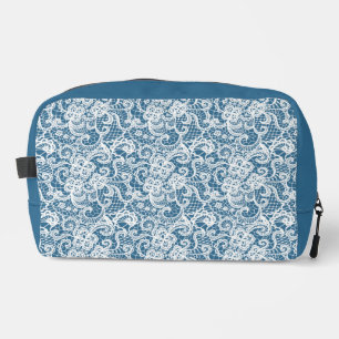 AQUAMARINER BLAU MIT VERZIERTER WEISSER FLÄCHE AUS WASCHBEUTEL