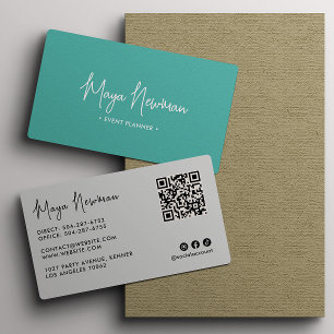 AQUAMARINER BLAU Moderner Eleganter Minimal QR Cod Visitenkarte