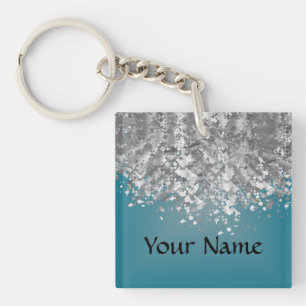 Aquamariner Blau- und Imitat-Glitter Schlüsselanhänger
