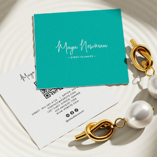 AQUAMARINER BLAUE Moderner CHIC Minimaler QR-Code Quadratische Visitenkarte