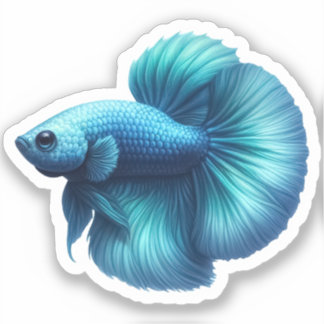 Aquamariner Blauer Betta Aufkleber