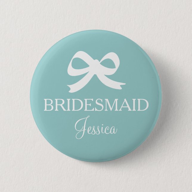 Aquamariner blauer Bridesmaid-Button für Hochzeits Button (Vorderseite)