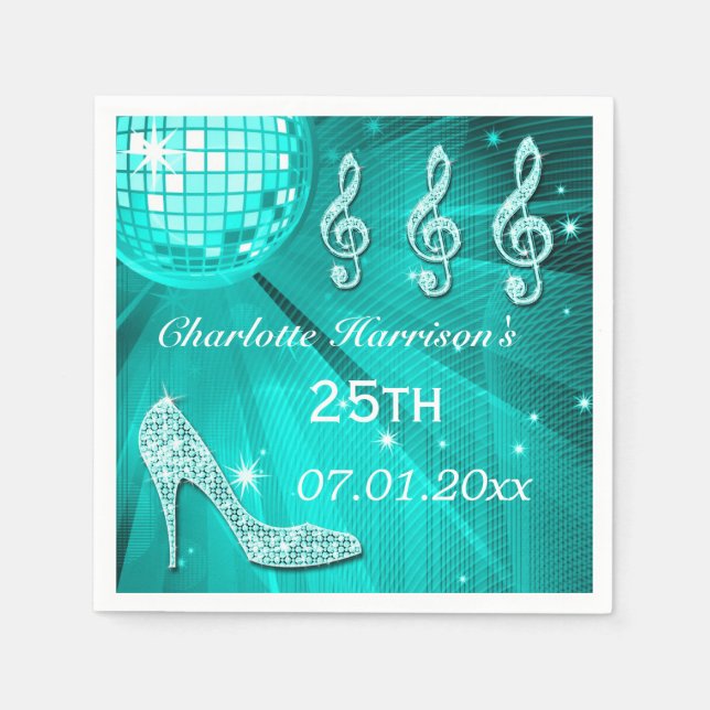Aquamariner blauer Disco-Ball-und Schein-Heels 25. Serviette (Vorderseite)