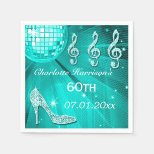 Aquamariner blauer Disco-Ball-und Schein-Heels 60. Serviette