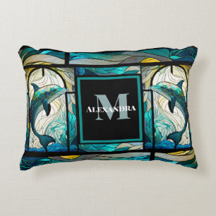 Aquamariner blauer Dolphin-Look aus festem Glas Dekokissen