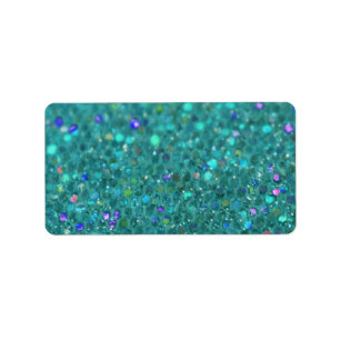Aquamariner blauer Glitzer Adressaufkleber