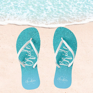 Aquamariner blauer Glitzer Aqua Flip Flops