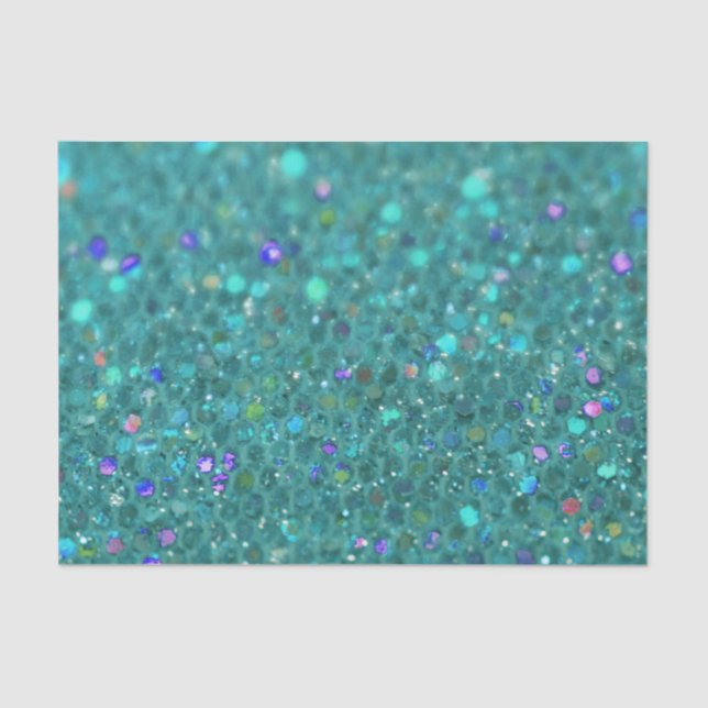 Aquamariner blauer Glitzer Seidenpapier (Vorderseite)