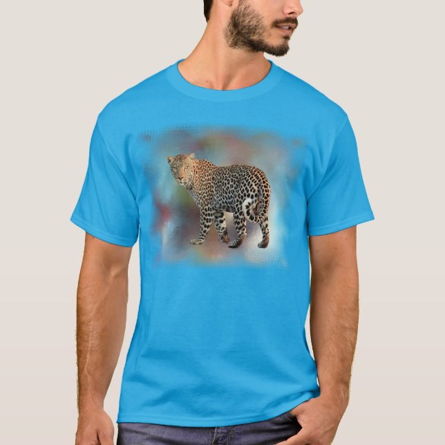 Aquamariner blauer Leopard Moderne Elegant Templat T-Shirt (Vorderseite)