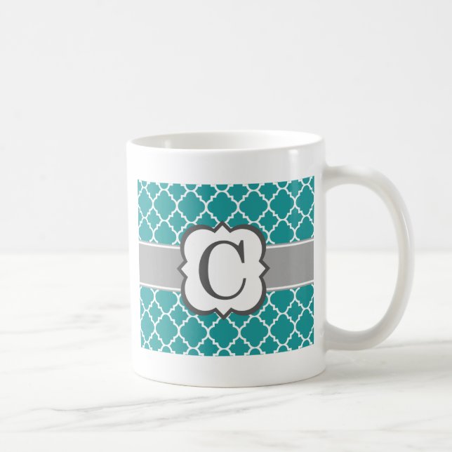 Aquamariner blauer Monogramm-Buchstabe C Kaffeetasse (Rechts)