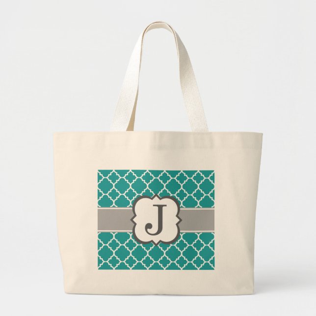 Aquamariner blauer Monogramm-Buchstabe J Jumbo Stoffbeutel (Vorne)