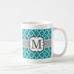 Aquamariner blauer Monogramm-Buchstabe M Kaffeetasse