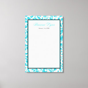 Aquamariner blauer Swirl Damask Bat Mitzvah Sign i Leinwanddruck