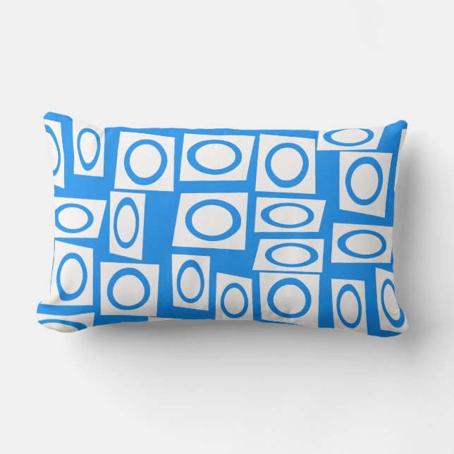 Aquamariner blauer Türkis-weißes Lendenkissen (Vorderseite)