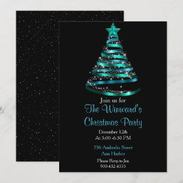 Aquamariner Blauer Weihnachtsbaum Einladung
