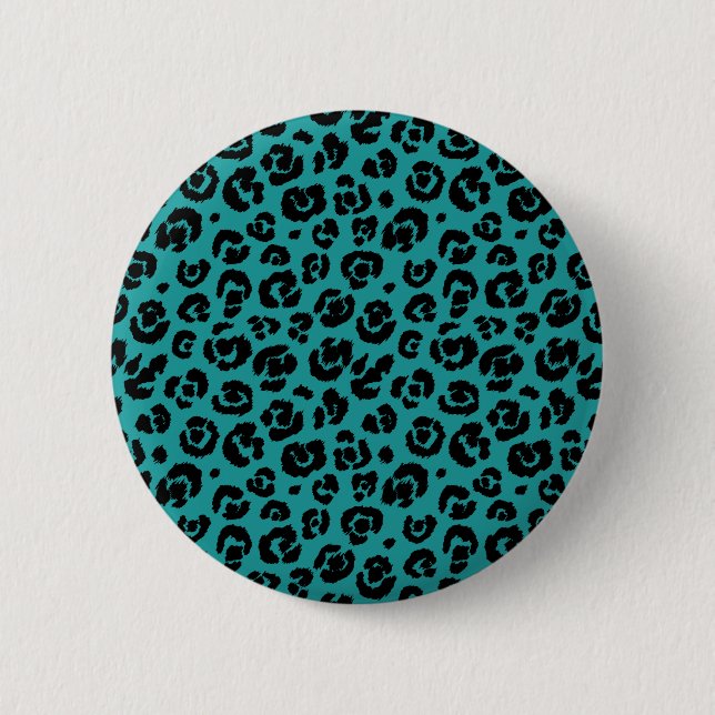 Aquamariner Blue Black Leopard Button (Vorderseite)