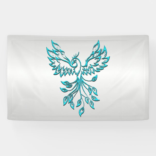 Aquamariner Blue Phoenix Anstieg auf Silber Banner (Horizontal)