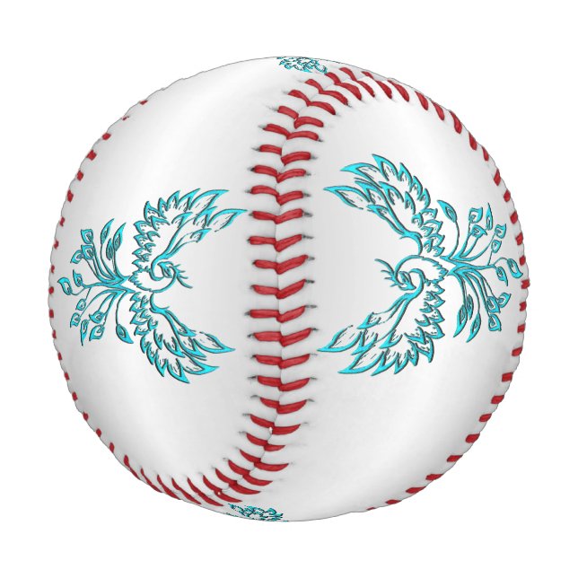 Aquamariner Blue Phoenix Anstieg auf Silber Baseball (Schrägansicht)