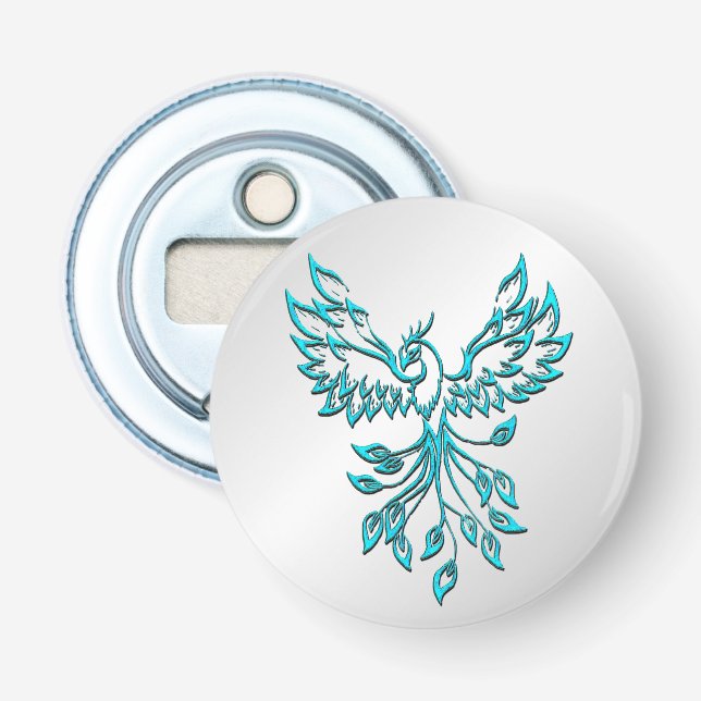 Aquamariner Blue Phoenix Anstieg auf Silber Flaschenöffner (Vorderseite)