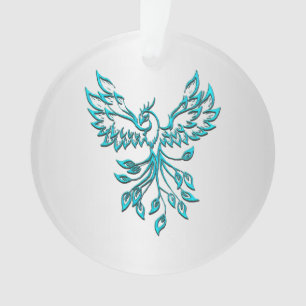 Aquamariner Blue Phoenix Anstieg auf Silber Ornament