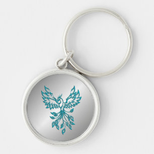 Aquamariner Blue Phoenix Anstieg auf Silber Schlüsselanhänger