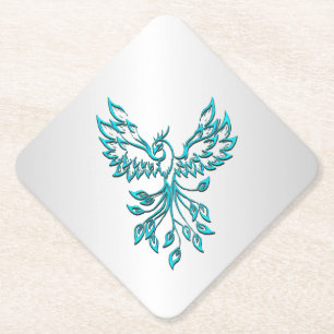 Aquamariner Blue Phoenix Anstieg auf Silber Untersetzer