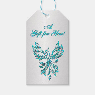 Aquamariner Blue Phoenix mit Text auf Silver Geschenkanhänger
